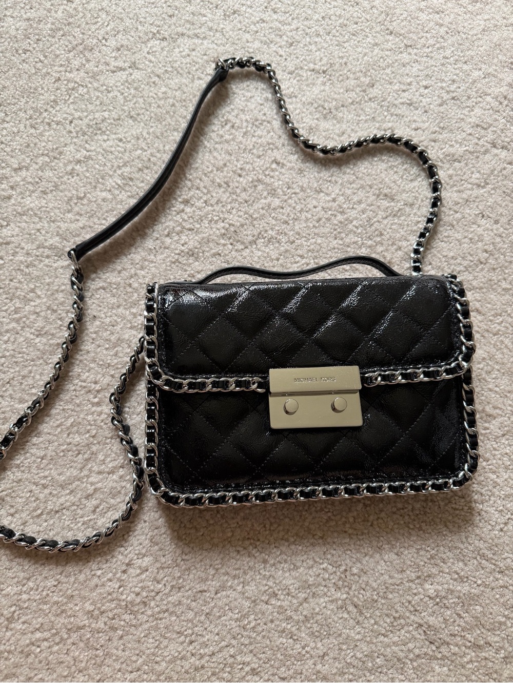 Michael Kors Black Quilted Chain-Trim Crossbody Bag